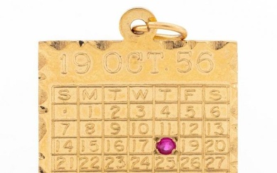 14K Yellow Gold Calendar Charm