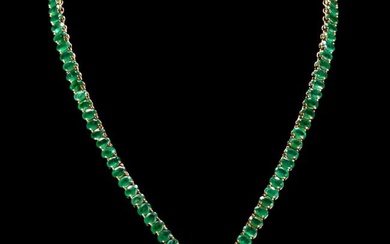 14k Yellow Gold 41.86ct Emerald 1.58ct Diamond Necklace