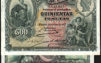 15 de julio de 1907. 100 y 500 pesetas. Casi EBC+… Lote de 2
