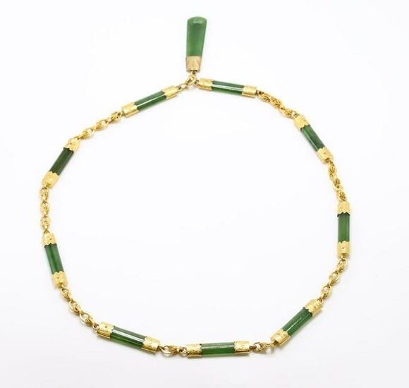 15Ct Gold Jade Chain with Fob