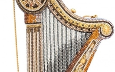 16076: Judith Leiber Crystal Harp Minaudiere Condition