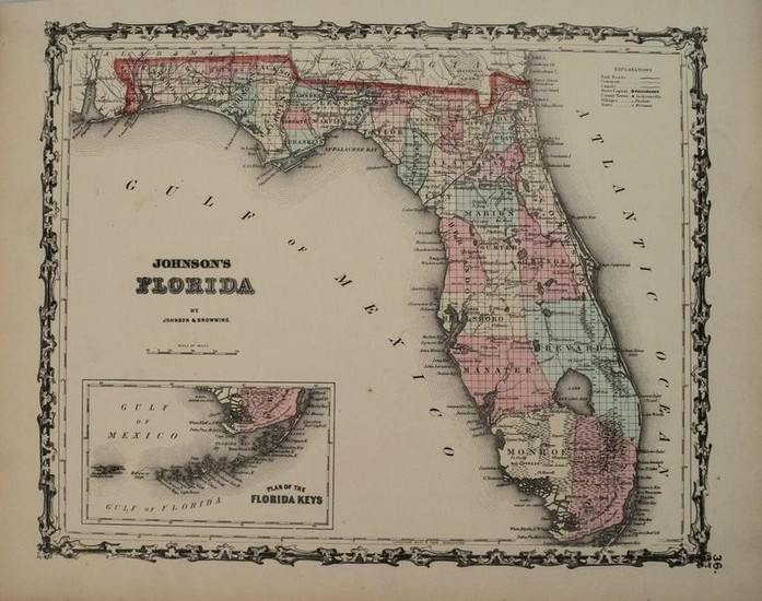 1862 Johnson Map of Florida -- Johnson's Florida