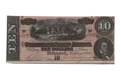 1864 Confederate States of America $10 Ten Dollar Bank Note Bond