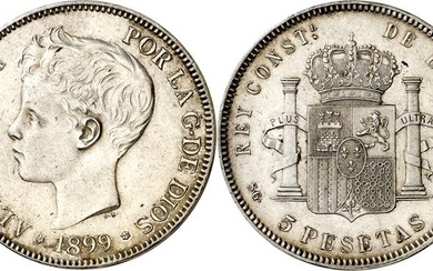 1899*1899. Alfonso XIII. SGV. 5 pesetas. (AC. 110). Limpiada. 24,75...