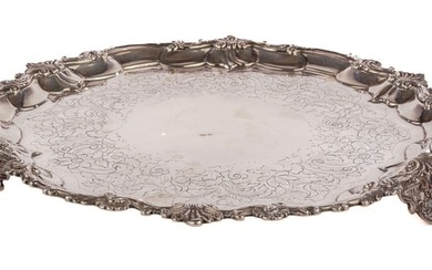 (18th c) STERLING SILVER FOOTED SALVER