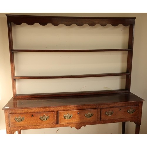 18th/19th C oak dresser with three tier removable raised bac...