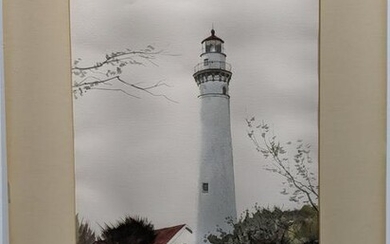 1988 SSherman Gronke Lighthouse Watercolor Painting