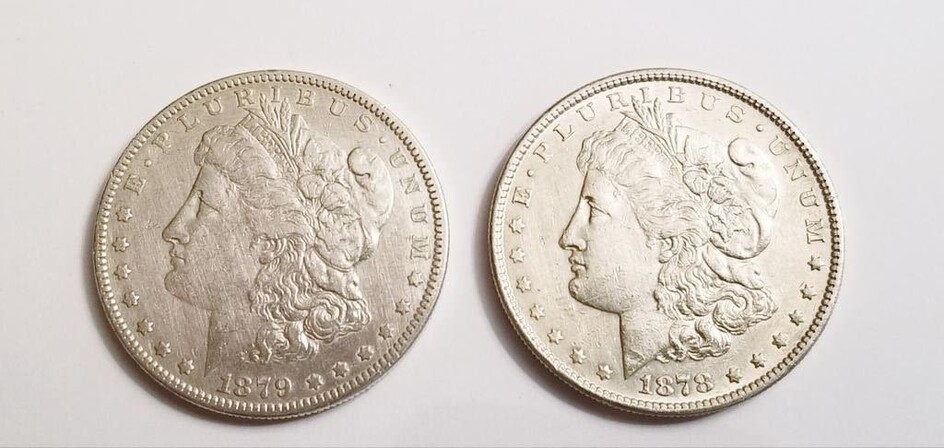 19C Morgan Silver Dollars 1878 1879