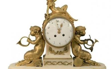 19TH C. FRENCH BRONZE AND MARBLE CLOCK