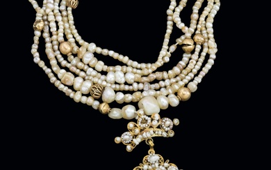 19th C. Pearl and gold necklace