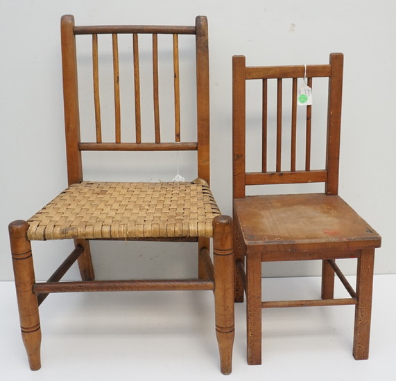 2 ANTIQUE CHILDS + DOLL CHAIR