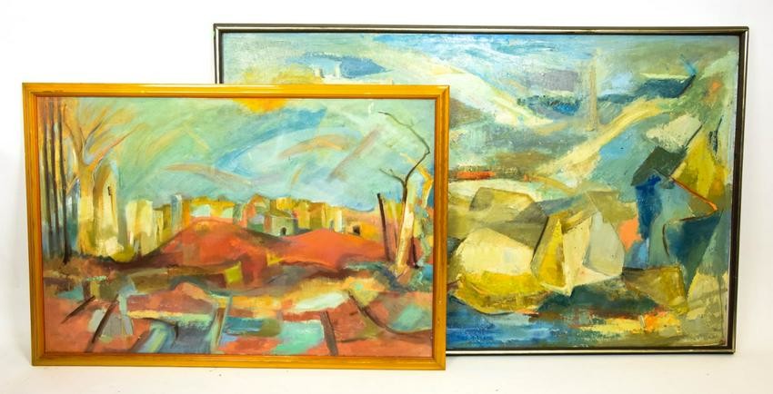 2 Margaret Liang Mid C Abstract Oil Paintings