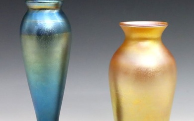 2 Quezal Glass Vases