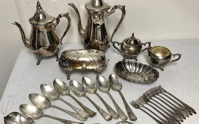 20+ Silver Plated Tea Service Setting, Utensils