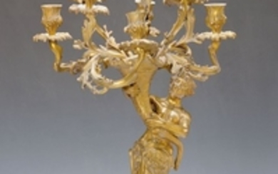 Pompous Candlestick in shape the God Pan,...