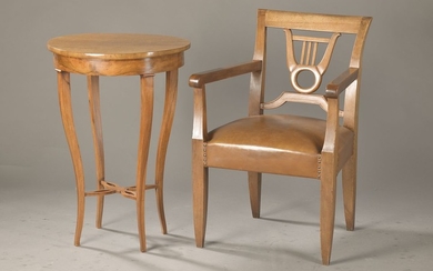 Side table and armchair, around 1900, Biedermeier...