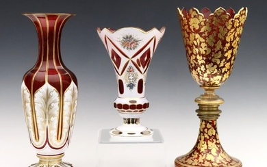 3 Bohemian Glass Vases