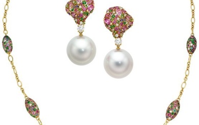 55076: Mikimoto South Sea Cultured Pearl, Diamond, Mul