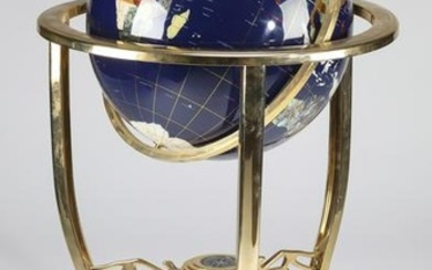 Handcrafted semi-precious gemstone globe on stand
