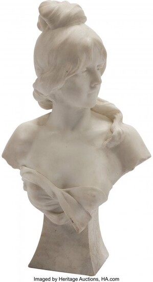 61276: An Italian Carved Carrara Marble Bust of a Woman
