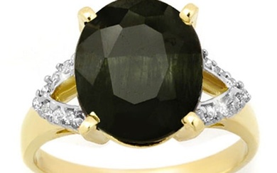 6.58 ctw Blue Sapphire & Diamond Ring 10k Yellow Gold