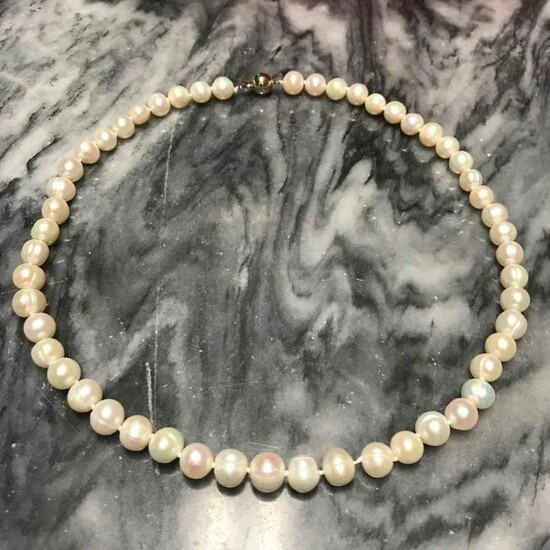 7-8mm White Cultured Pearls 18" Necklace