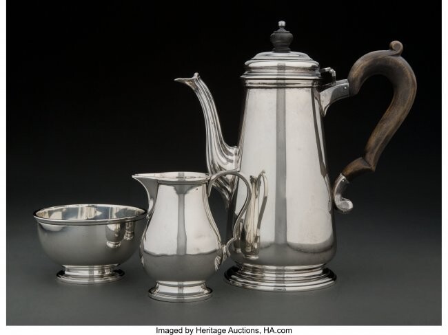 74176: A Three-Piece Tiffany & Co. Silver Coffee Set, N