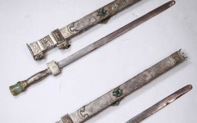 Chinese Swords Set with Hardstone Sword Ornaments
