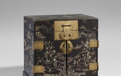 An inlaid black lacquer seal chest. China, 17 ...
