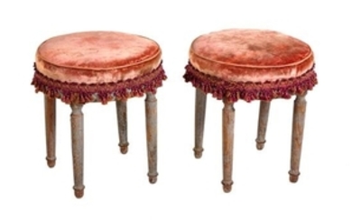 * A Pair of Louis XVI Style Painted Tabourets