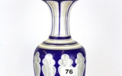 A lovely 19th Century Bohemian three colour cameo cut glass vase, H. 30cm.