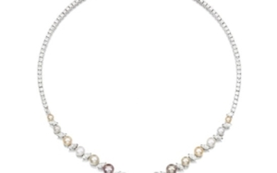 Natural pearl and diamond necklace, Gübelin