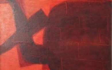 Paul COLIN . Composition sur fond rouge. Huile...