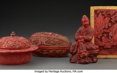 78076: A Group of Four Chinese Carved Lacquer Articles