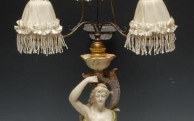 A Royal Worcester figural table lamp, made for