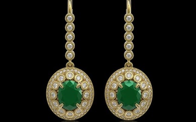 9.25 ctw Certified Emerald & Diamond Victorian Earrings 14K Yellow Gold