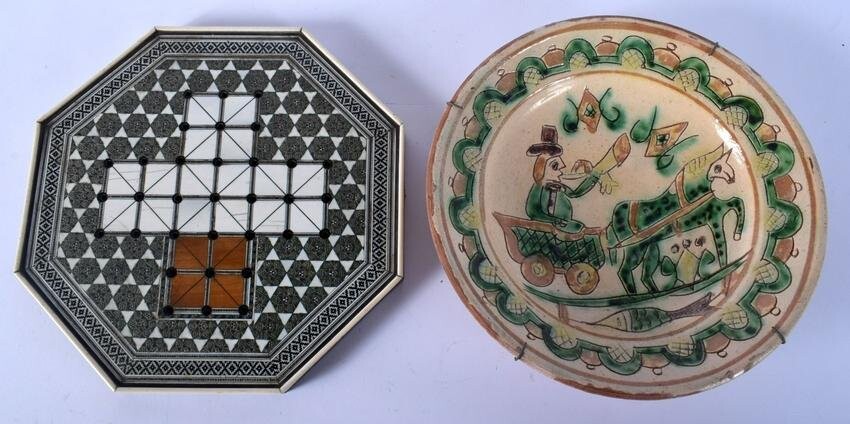A 19TH CENTURY ANGLO INDIAN OCTAGONAL IVORY GAMING