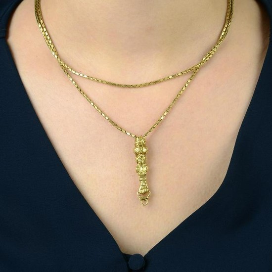 A 19th century 18ct gold fancy-link chain, with slider
