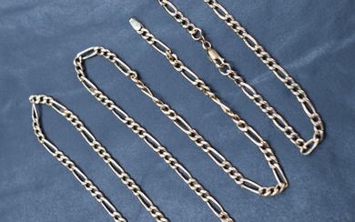 A 9ct gold figaro chain, approx. 52.5cm, sold along with a 9ct gold figaro chain bracelet approx.