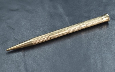 A 9ct gold propelling pencil, the Mordan Everpoint by Sampson Mordan & Co bearing initial EJW to