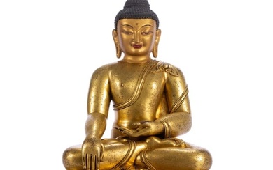 A BRONZE-GILT FIGURE OF BUDDHA SEATED STATUE