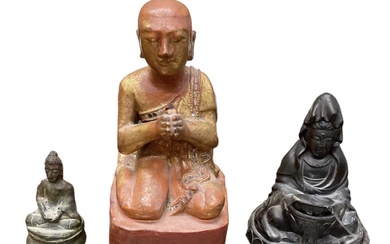 A Burmese style gilt wood and jewelled figure of Buddha...