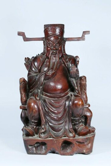 A CARVED WOOD GOD OF WEALTH.REPUBLIC PERIOD