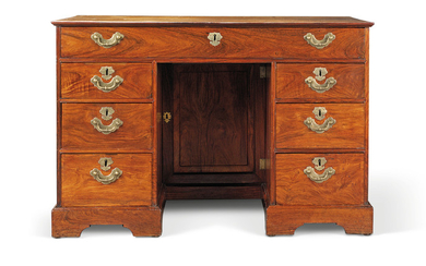 A CHINESE EXPORT PAKTONG AND BRASS-MOUNTED PADOUK AND ROSEWOOD KNEEHOLE DESK, CIRCA 1760