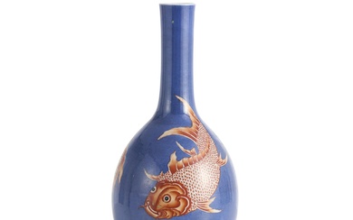 A CHINESE IRON-RED DECORATED POWDER-BLUE-GROUND VASE Qing Dynasty (1644-1912) or Republic Period (1912-1949), 19th /20th Century