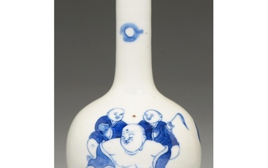 A Chinese blue and white miniature vase, 19th c, painted wit...