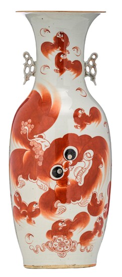 A Chinese iron-red vase, the reverse with a...