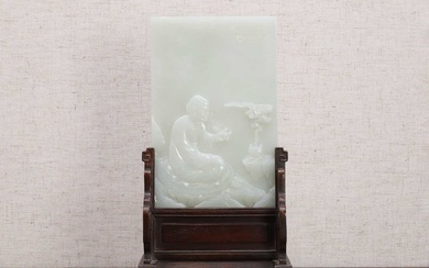 A Chinese jade table screen