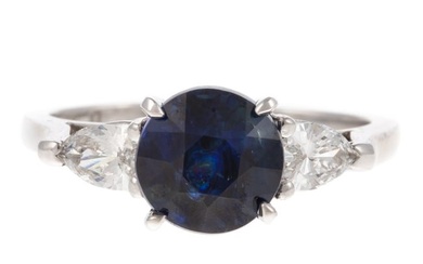 A Classic Sapphire & Diamond Ring in Platinum