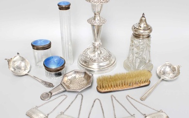 A Collection of Assorted Silver, including four silver and enamel...